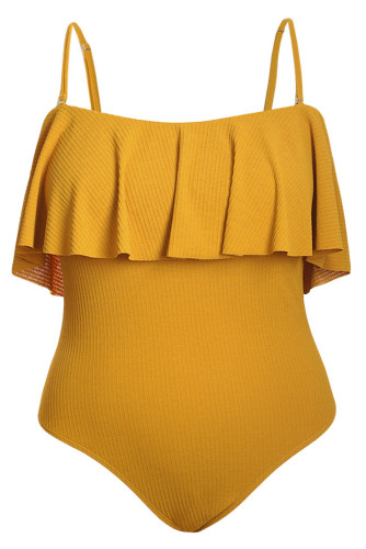 Romantic Ruffle Overlay Sling One-piece Swimsuit