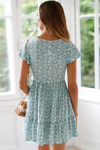 Green Floral Print Valentina Dress