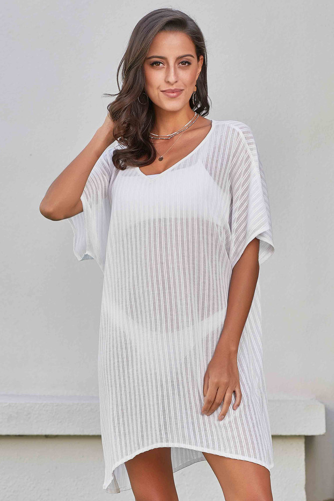 White Fishnet Beach Dress