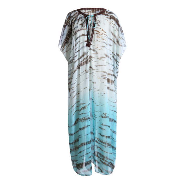 Tie Dye Ombre Blue Maxi Caftan