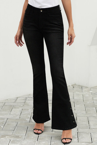 Black Anchor Point Bell Bottom Jeans