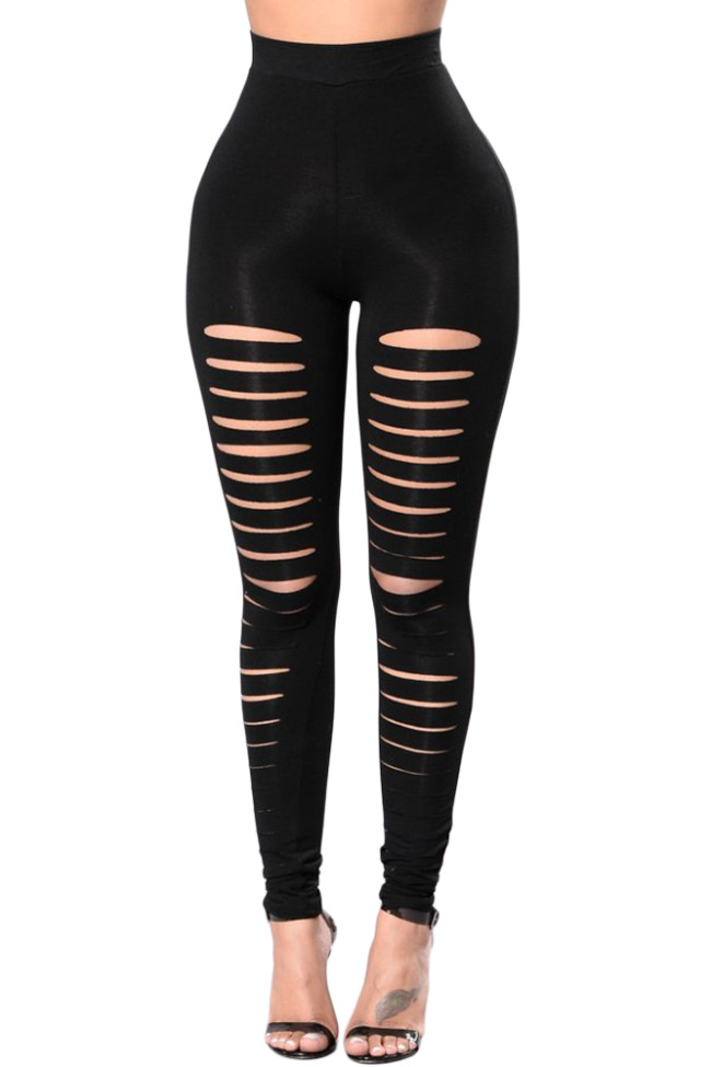 High Waist Ripped Front Leggings
