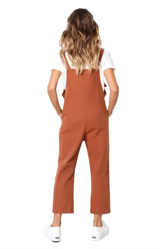 Orange Pockets Dungaree Jumpsuit