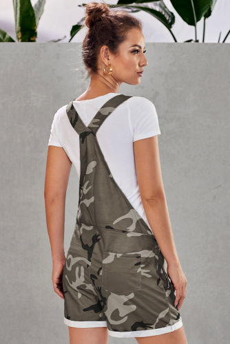 Multicolor Camo Pocketed Short Overall