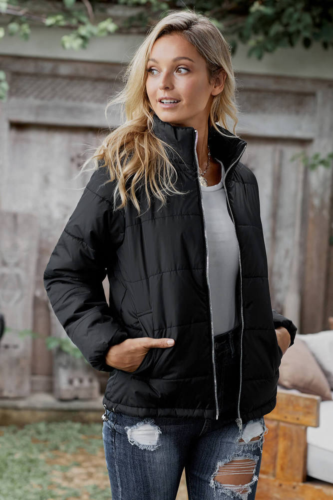 Black Mammoth Pocketed Puffer Jacket