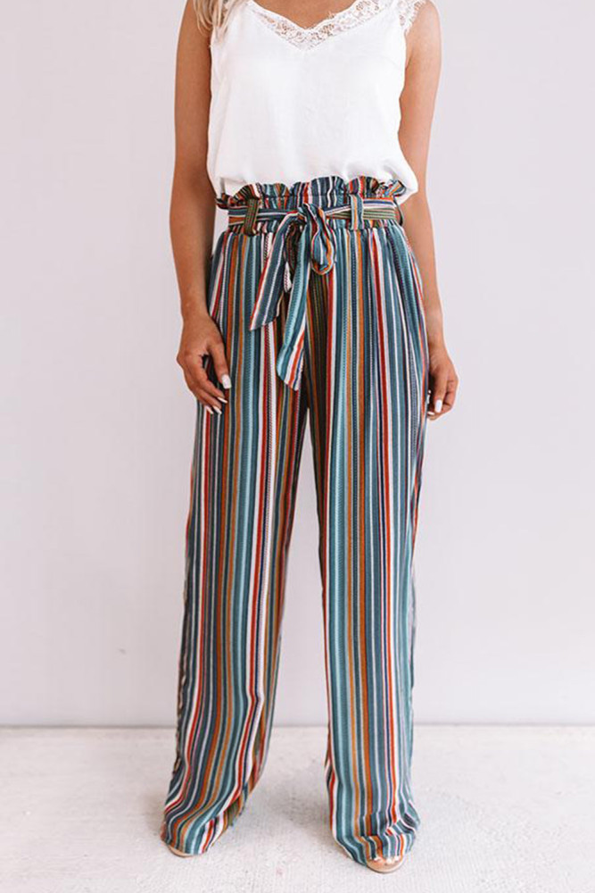 Sky Blue Sweet Skyline Views Stripe Pants