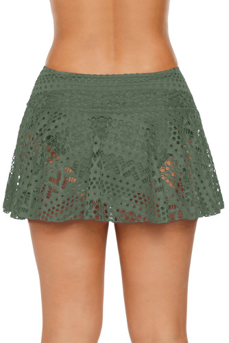 Army Green Crochet Lace Skirted Bikini Bottom