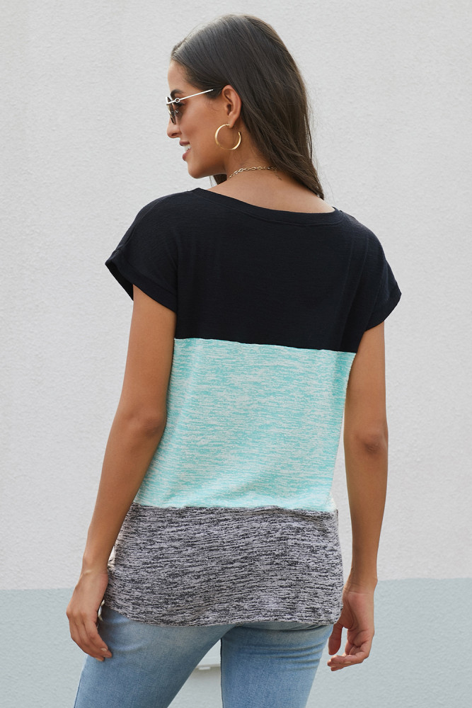 Green Color Block Twist Tee