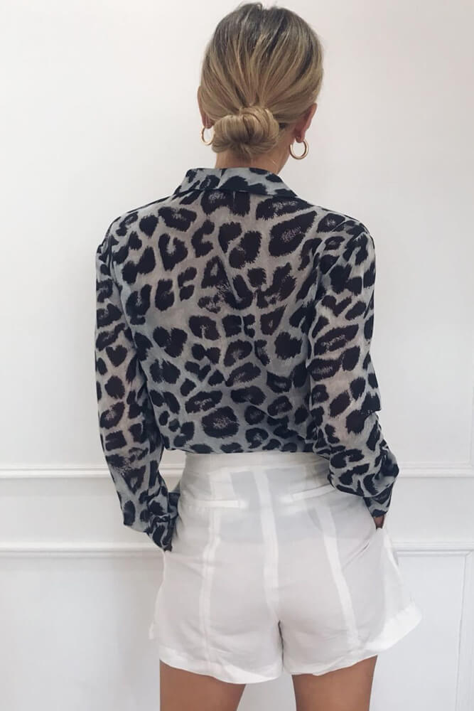 Black Leopard Print Chiffon Shirt