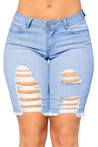 Sky Blue Making Waves Denim Bermudas