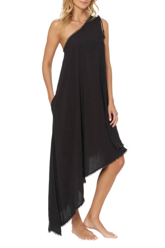 Black One-Shoulder Maxi Cover-Up Dress