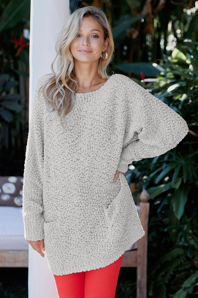 Gray Winter Break Knit Tunic Sweater