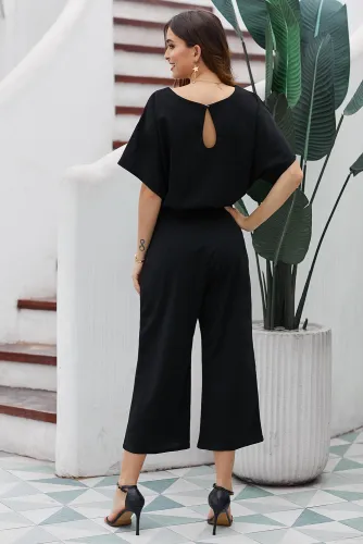Black Always Chic Belted Culotte Jumpsuit