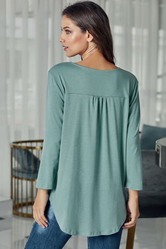 Green Wrap Hi-lo Hem Blouse