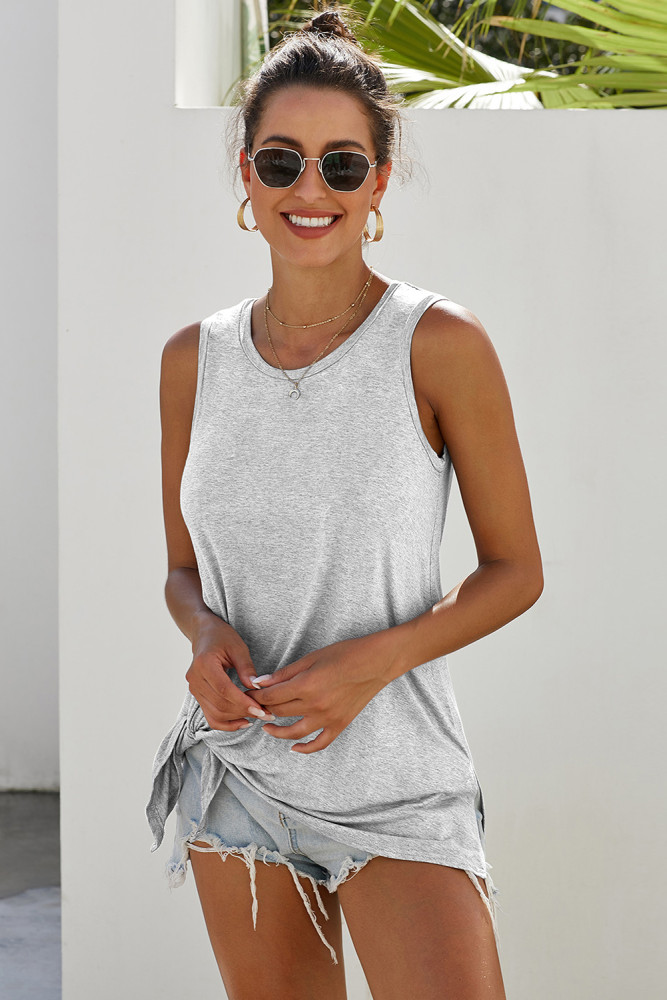 Gray Knot Front Jersey Tank