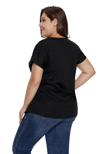 Black Plus Size Twist Front Top