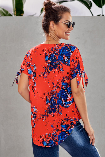 Orange Floral Twist Top