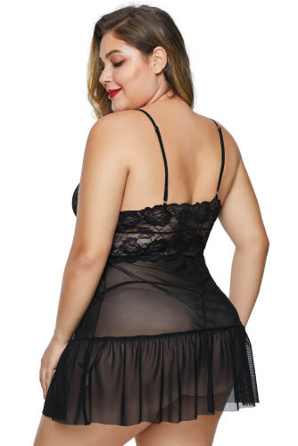 Black Fluttering Plus Size Chemise