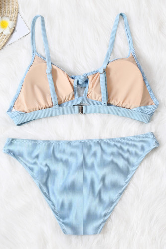 Sky Blue Tie Knot Two-piece Bikini Swimsuit