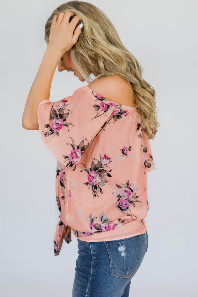 Pink Floral Off The Shoulder Top