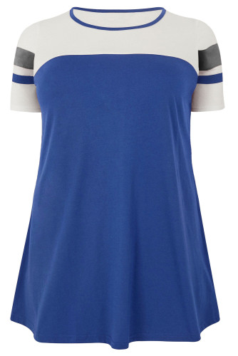 Blue Plus Size Colour Block Top