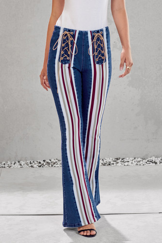 Blue Bring On The Peace Dark Denim Flare Jeans