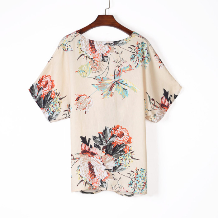 Apricot Amaryllis Floral Twist Top
