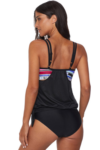 Black Layered Tankini Top with Brief Swimsuit