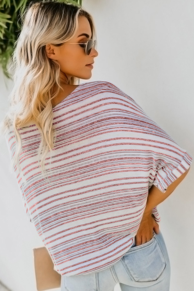 Red Estate Knit Twist Top