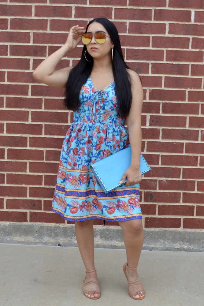 Green Summer Casual Sleeveless Floral Printed Sundress
