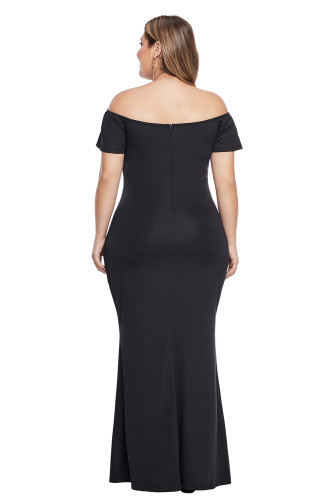 Off Shoulder Short Sleeve Plus Size Dress