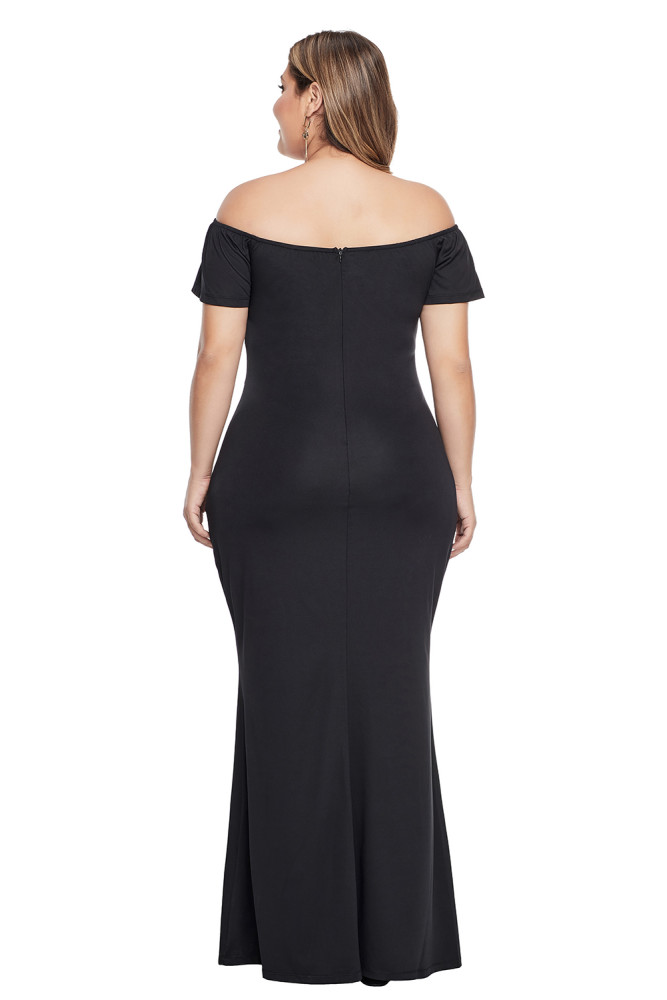 Off Shoulder Short Sleeve Plus Size Dress