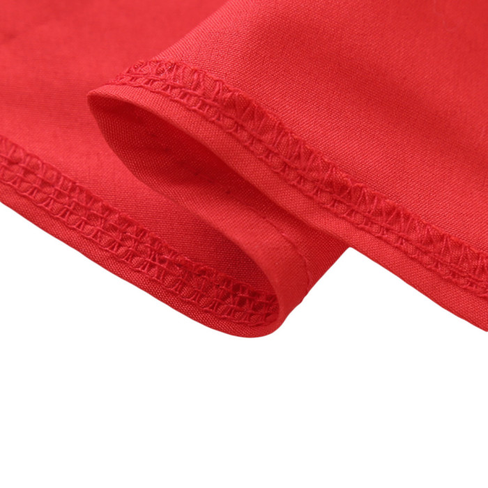Red V Neck A-line Sundress