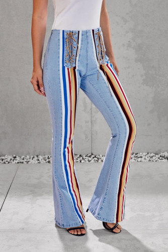 Sky Blue Bring On The Peace Dark Denim Flare Jeans