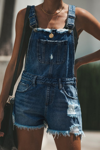 Suspender Bib Distressed Denim Overall