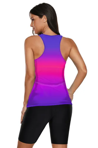 Rose Ombre Print Racerback Tankini Swimsuit