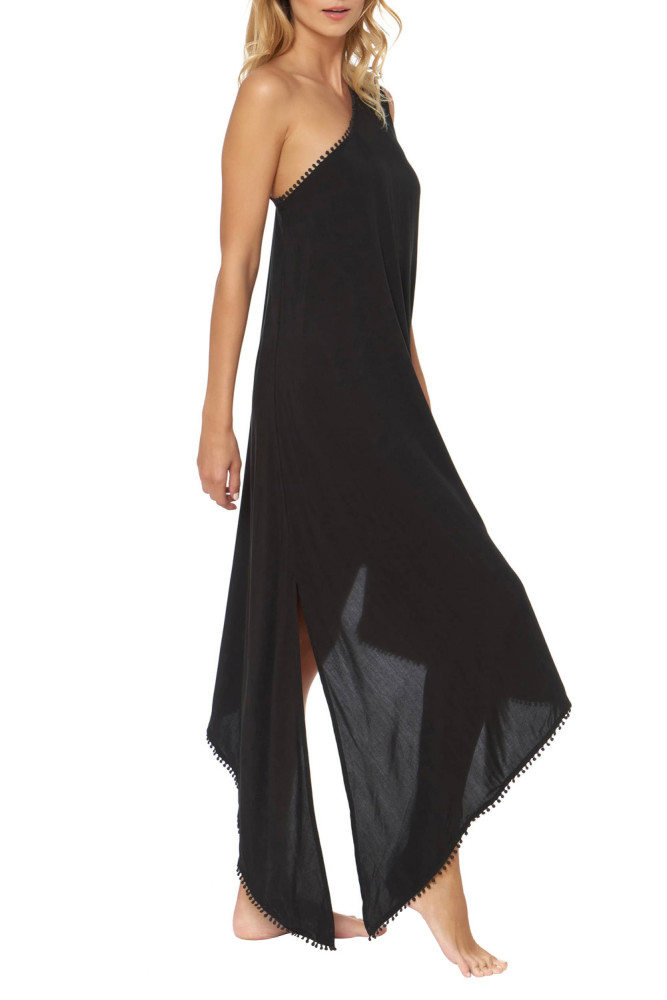 Black One-Shoulder Maxi Cover-Up Dress