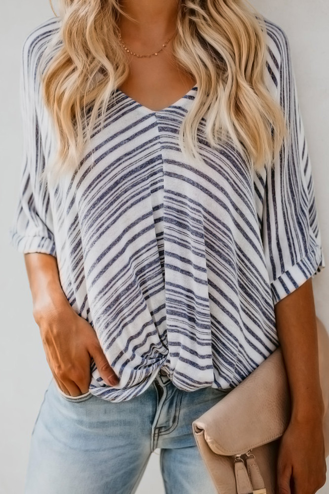 Blue Estate Knit Twist Top
