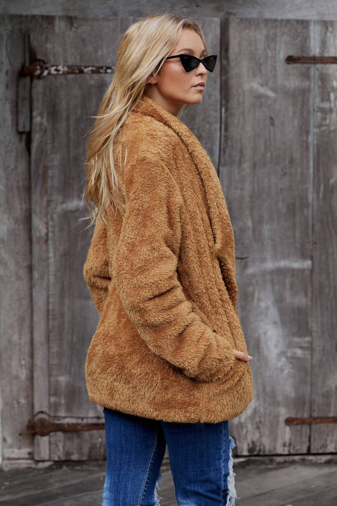 Yellow Pocketed Sherpa Jacket