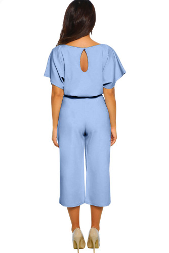 Sky Blue Always Chic Belted Culotte Jumpsuit