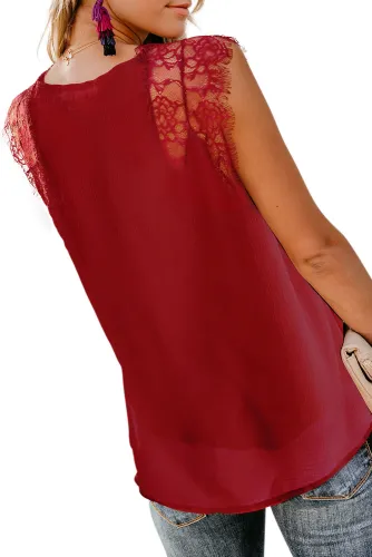 Red From A Dream Lace Tank Top with Vest
