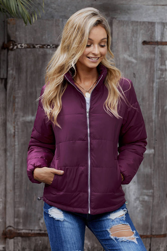 Fuchsia Mammoth Pocketed Puffer Jacket