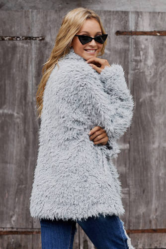 Gray Fur Long Sleeve Jacket