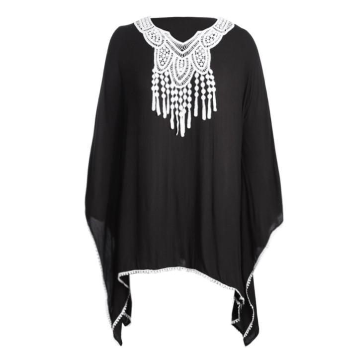 Black Chiffon Tunic with Embroidery