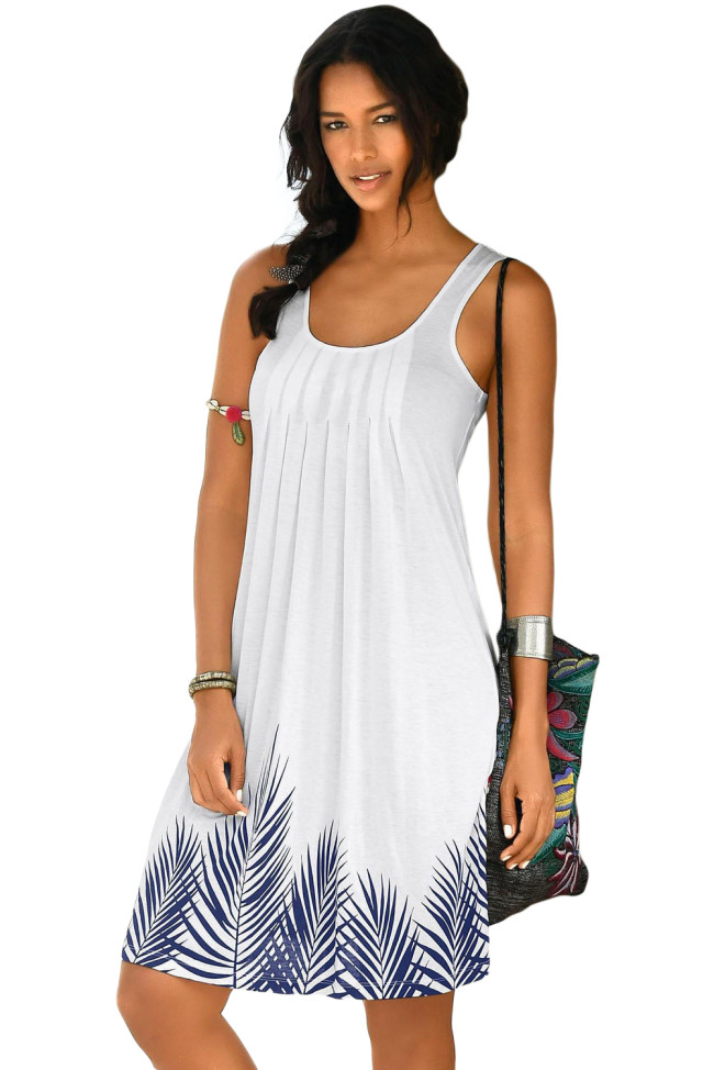 White Beachtime Sleeveless Beach Dress
