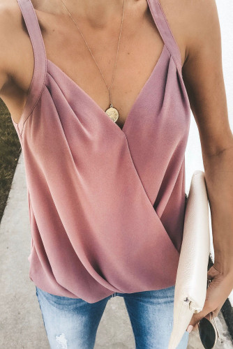 Pink Slip In Wrap Front Summer Tank Top
