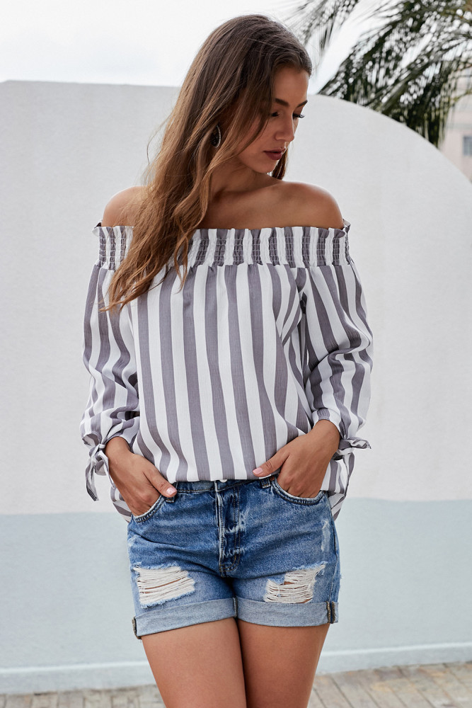 Gray Summer on You Off The Shoulder Top