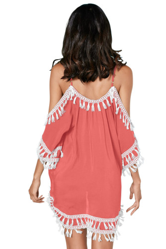Pink Boho Tassel Tunic Cover up