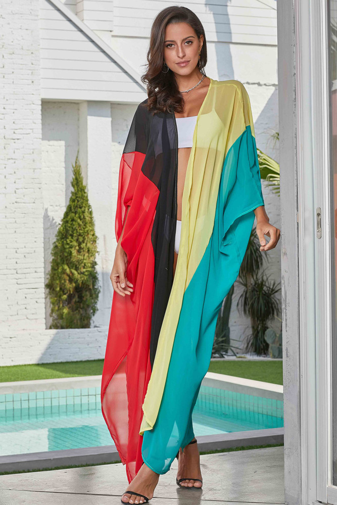 Multicolor Block Beachwear Cover up