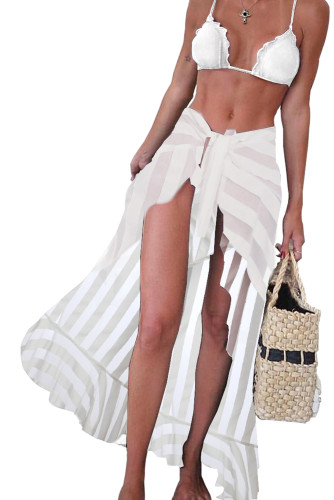 White Sheer Wrap Sarong Maxi Beach Skirt